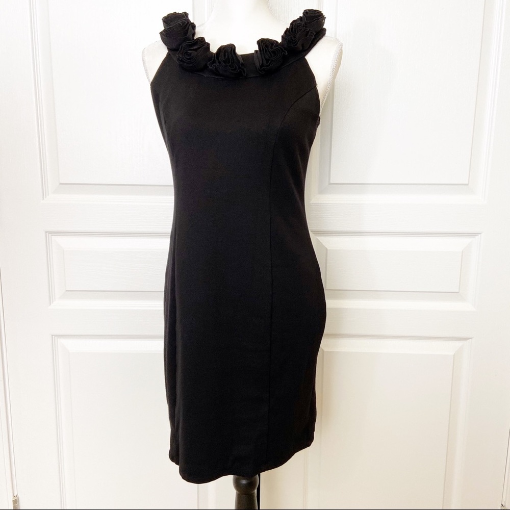 INC black dress flower neckline LBD